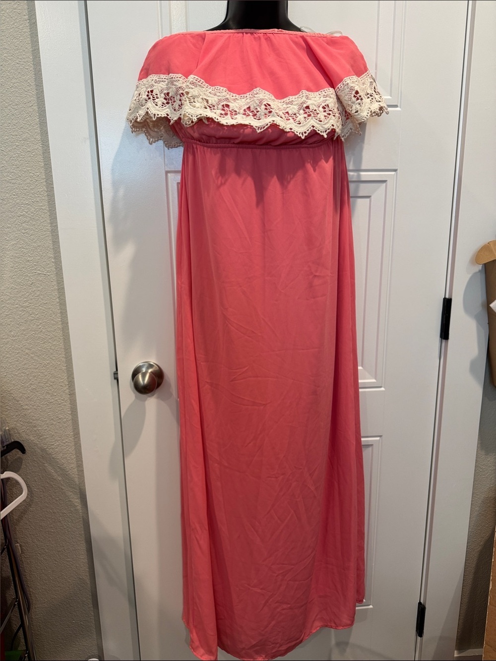 Peach Love California Coral Pink Off-Shoulder Maxi